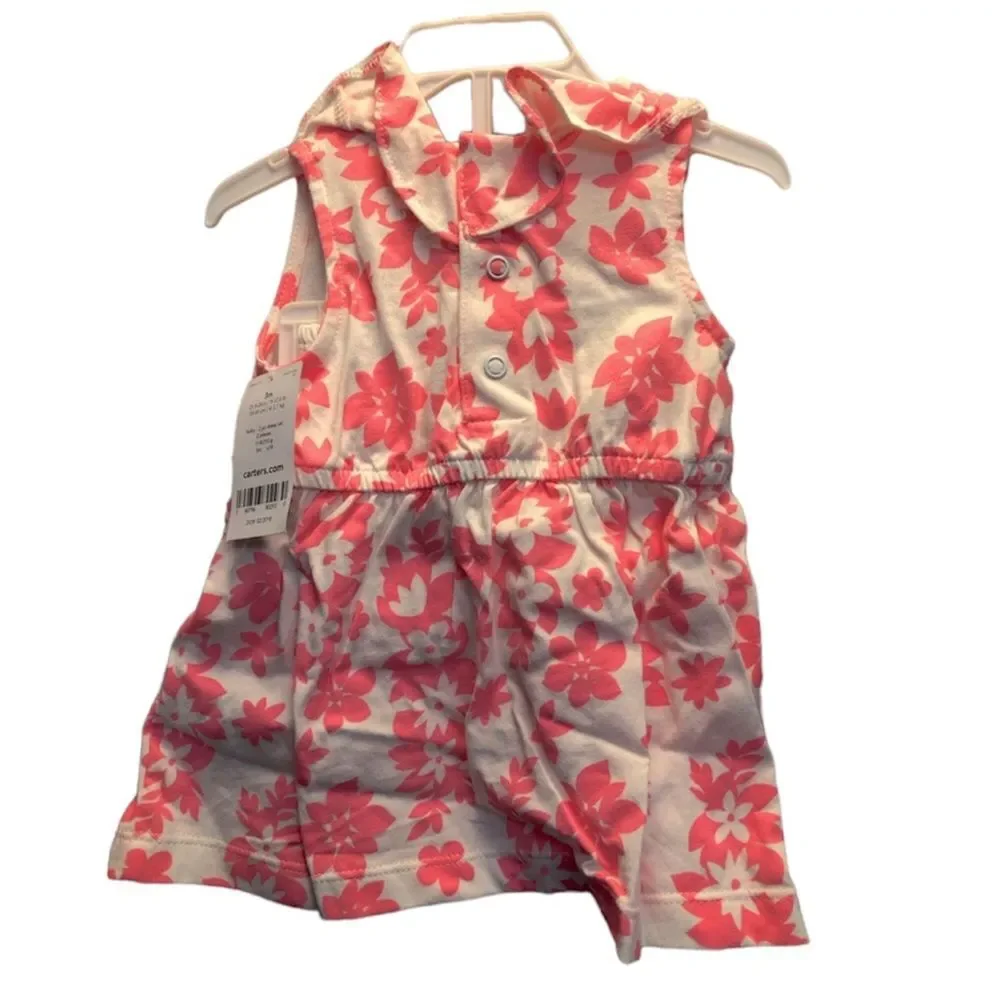 Carter’s Floral Print Sundress and diaper cover, pink/white, 3M